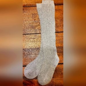 Victoria's Secret Socks Knee High Knitted Sequin Gray New